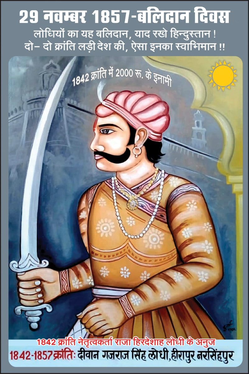 1857 की क्रांति के दौरान आपको धोखे से पकड़ कर अंग्रेजों द्वारा 29 नवंबर 1858 को म.प्र. के जबलपुर शहर स्थित चंडालभाटा में फांसी दी गई थी.
भारत की आजादी के लिए स्वतंत्रता संग्राम में लड़ने वाले ऐसे शूरवीर योद्धा के चरणों में सादर नमन्