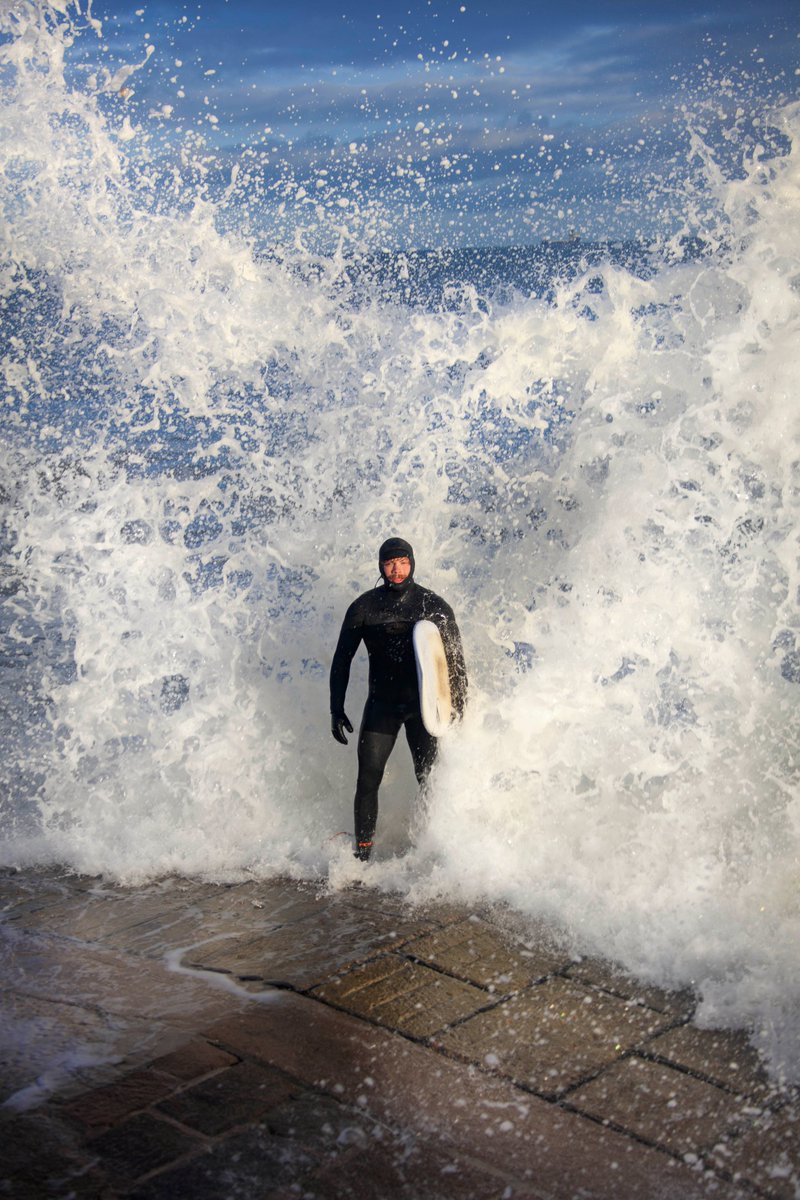 The moment before #wipeout 
A surfer at Aberdeen beach, poses during a storm 
#surfing
