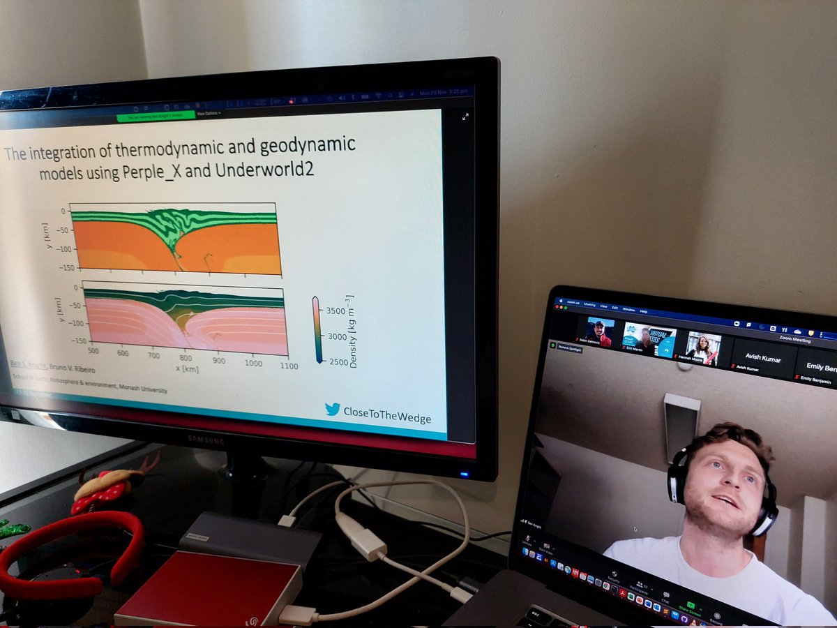 Fascinating work by Ben Knight <a href="/CloseToTheWedge/">Ben Knight</a> from Monash who is presenting major improvements to geodynamic models by taking into account mineral phase changes. <a href="/GeoSocAustralia/">Geogical Society Australia</a> #virtualgesss