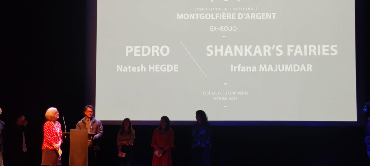 deemelinda's tweet photo. PEDRO by Natesh Hegde and SHANKAR’S FAIRIES by Irfana Majumdar have won the Montgolfière d’Argent🏆 in a two-way tie
at Festival des 3 Continents.Thrilled for both the #WIPLab2019 films whose fabulous journeys continue 👏🥳 @hegde_natesh @irfanadar @filmbazaarindia @F3Continents https://t.co/eVO37ueTUS