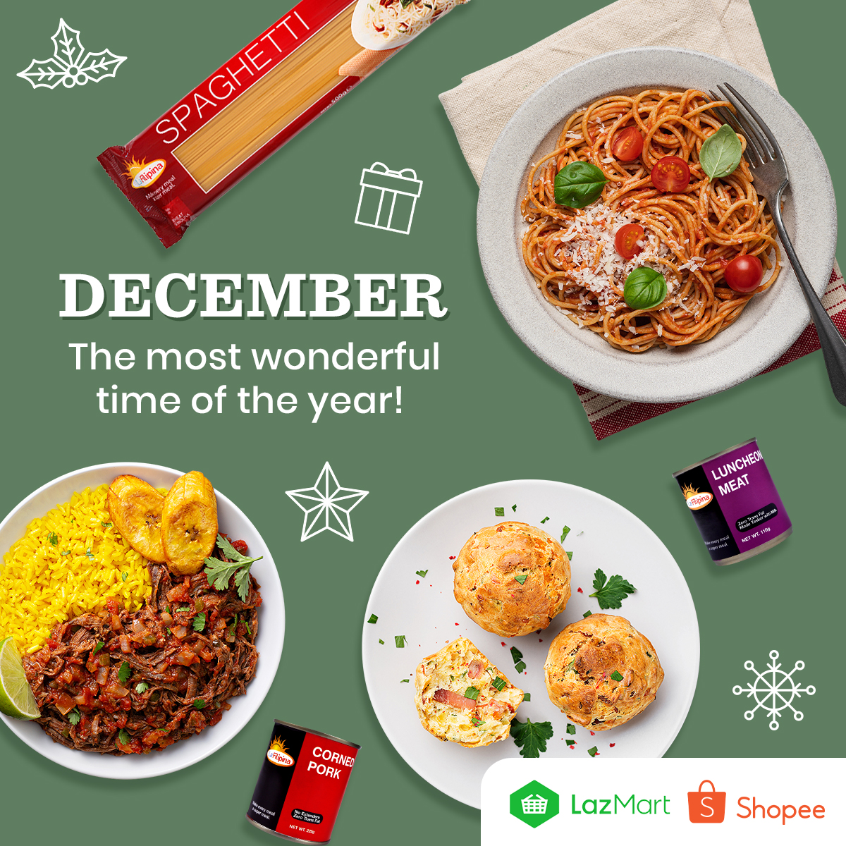 LaFilipinaPH's tweet photo. December is finally here, and we can’t wait to celebrate the Christmas season with you!

Stay tuned for exciting meal ideas and festive treats for the holidays. 

🛒 SHOPEE: https://t.co/dxGCI958QJ
🛒 LAZMART: https://t.co/LbaCfnAZnE 

#LaFilipina https://t.co/D7NCpm3jp6