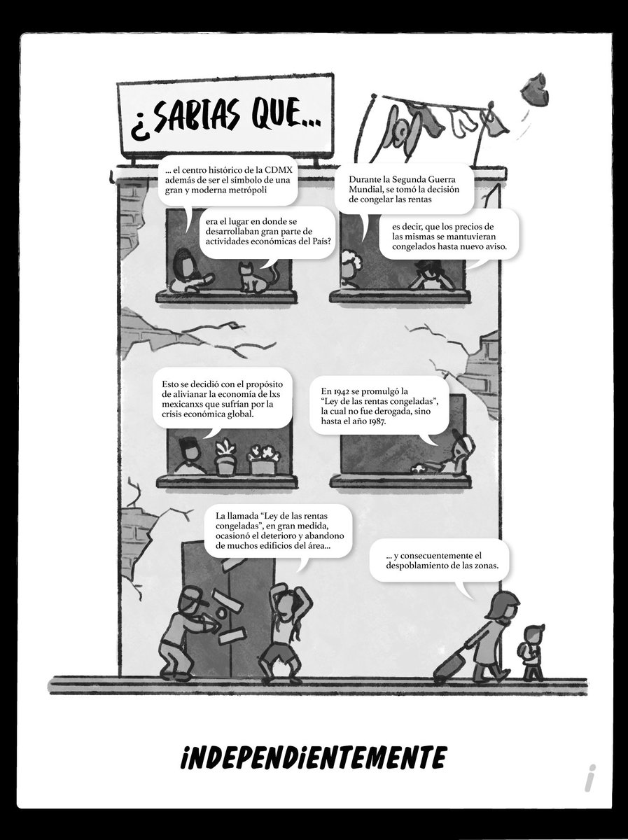 La llamada “Ley de las rentas congeladas”, en gran medida, ocasionó el deterioro y abandono de muchos edificios del área y consecuentemente el despoblamiento de las zonas.
#cdmx2021 #cdmxlife #cdmxparatodos #chilangolandia #Independientemente