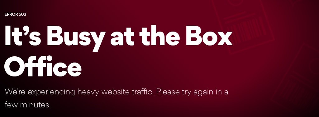 LightningStud20's tweet photo. RIP @AMCTheatres's website.
Due to the mass amount of people order tickets and on the website their website is experiencing problems.
#AMCTheatres #AMCDown #down https://t.co/9MqFCC3uDX