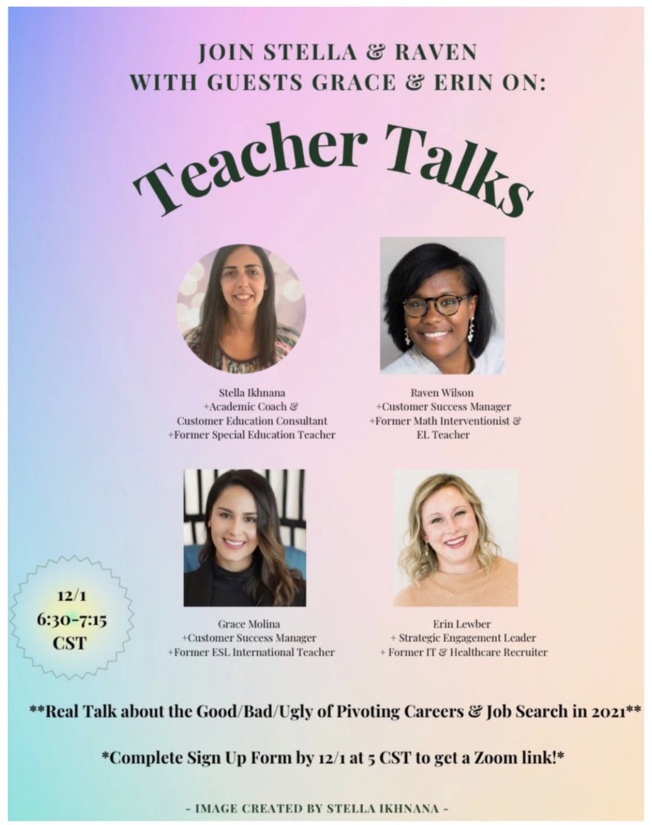 Ms_Modify's tweet photo. No more #SundayScaries for me…

After 10 years, I went from #education to #edtech.

Free Zoom on Wednesday, Dec. 1 at 
6:30 CST all about the good/bad/ugly of pivoting careers. 

Sign up using this link to get the information. 😊 

Message me with ?s

https://t.co/1ztxd00qdM https://t.co/PC1MCCKxLZ