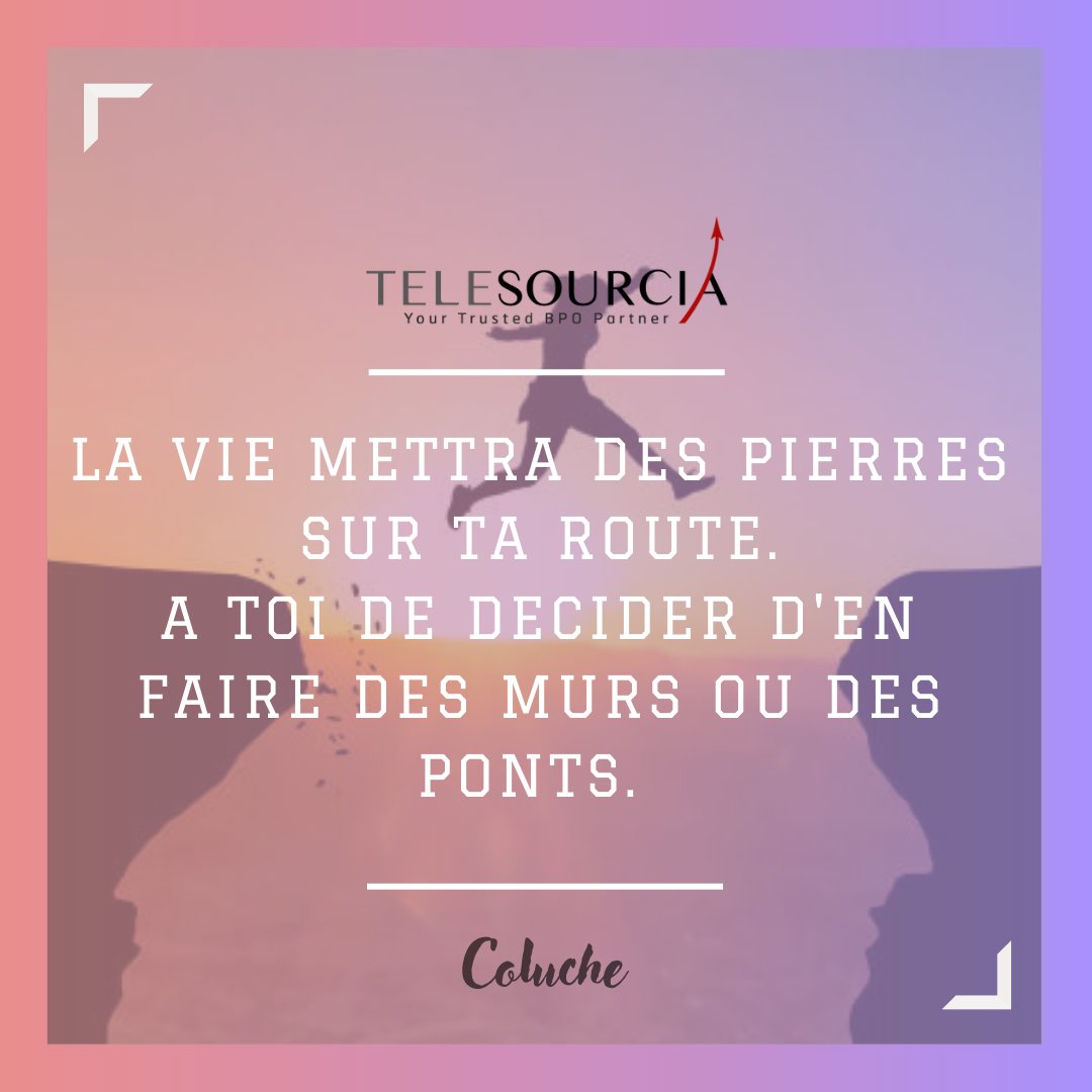 Certaines personnes placeront toujours des pierres sur votre chemin. Vous pouvez vous en plaindre, les jeter, trébucher dessus, les escalader, ou les utiliser pour CONSTRUIRE.
Mettez ceci en tête : VOUS ETES L'ARCHITECTE DE VOTRE VIE.

#bonlundi #nouvellesemaine #motivation