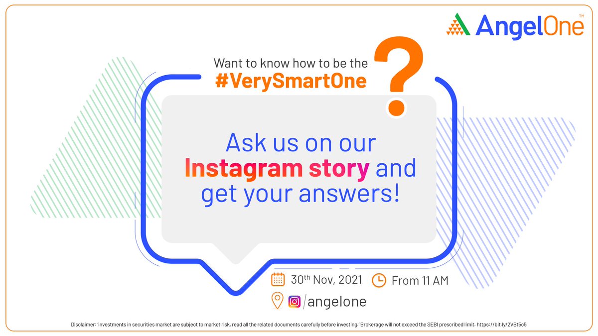 AngelOne's tweet photo. Want to be #VerySmartOne but don’t know how?
Ask us on our Instagram #AskMeAnything session on 30th November and be #VerySmartOne!
#AngelOne #AngelOneForAll #SmartSauda https://t.co/o9r6m69Vi5