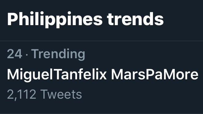 Sparkle_GMA's tweet photo. Starting the day with #VoltesVLegacy star #MiguelTanfelix (@MiguelTanfelix_) 🤗 Were you able to catch him on today's episode of #MarsPaMore? ✨

MiguelTanfelix MarsPaMore was also trending on Twitter in the Philippines earlier today! https://t.co/Wc4qIViK1J