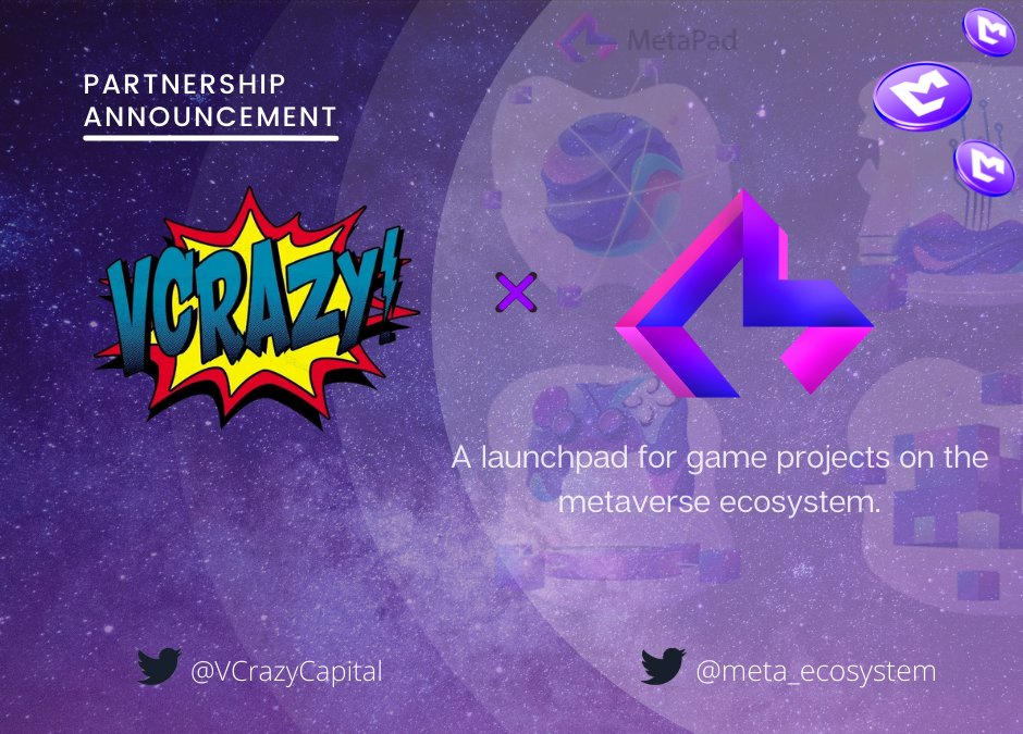 cryptosummitph's tweet photo. We are CRAZY to announce our new strategic partner - 
@meta_ecosystem
 Party popperClapping hands sign

The MetaPad is a launchpad for new game projects on the metaverse ecosystem.

Check them out here: 
Website: https://t.co/uRky4gPbhj

#MetaPAD
#VCRAZY https://t.co/SyCiOV04cj
