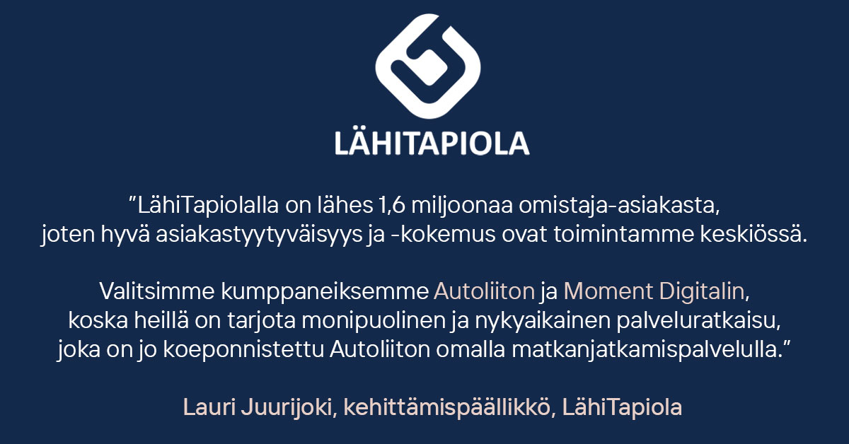 Yhteistyössä paremman asiakastyytyväisyyden ja asiakaskokemuksen puolesta 🙌
<a href="/Lahi_Tapiola/">LähiTapiola</a>  ❤ @Autoliitto ❤ Moment Digital

Lue lisää 👉 bit.ly/3FApTiL

#asiakaspalvelu #asiakaskokemus #palveluallianssi #huomisenpalvelua #elämänturva