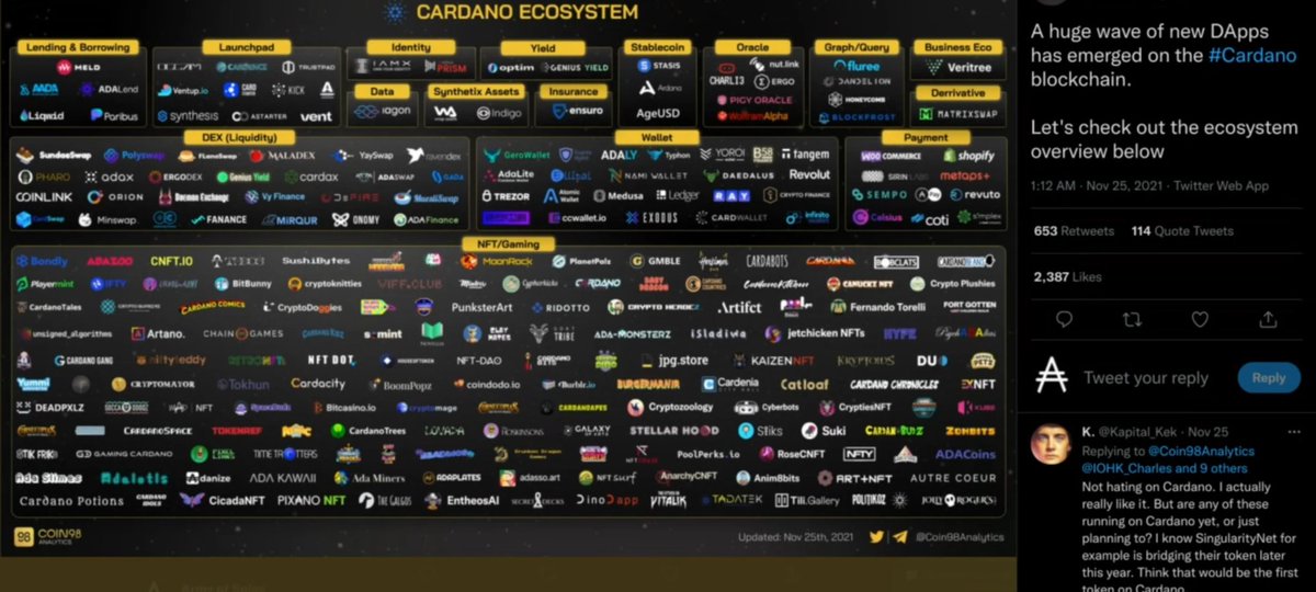 DanBoston11's tweet photo. @AThrouvalas Cardano cont. You also forgot to mention that Cardano has more ADA staked than any other blockchain, approximately 70%.  Look at how many partnerships Cardano has: https://t.co/YC8AVyytXz