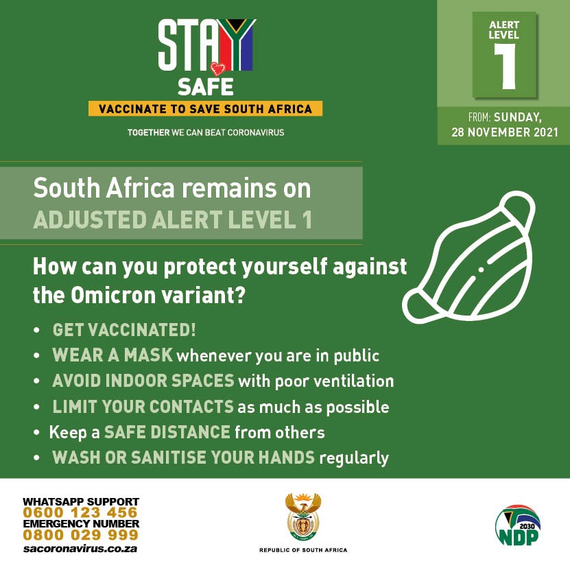 arnotopcomine's tweet photo. In a national address on Sunday evening (28 November), president Ramaphosa announced that South Africa will keep its lockdown restrictions unchanged at level 1, he encouraged everyone to adhere to all health protocols to protect themselves against the #omnicron #COVID19 #variant https://t.co/jyLmPFJCjf