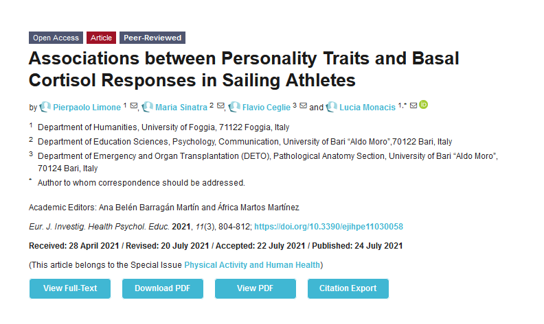 EJIHPE_MDPI's tweet photo. Welcome to read👉"Associations between #PersonalityTraits and Basal Cortisol Responses in #SailingAthletes" by Prof. @LimonePierpaolo, Prof. M. Sinatra, Dr. F. Ceglie &amp; Prof. L. Monacis: https://t.co/TDK6owO0Kl
#sailingsport #bowmen #helmsmen #biomarkerofHPA #individualdifference https://t.co/c63XsZHH6R