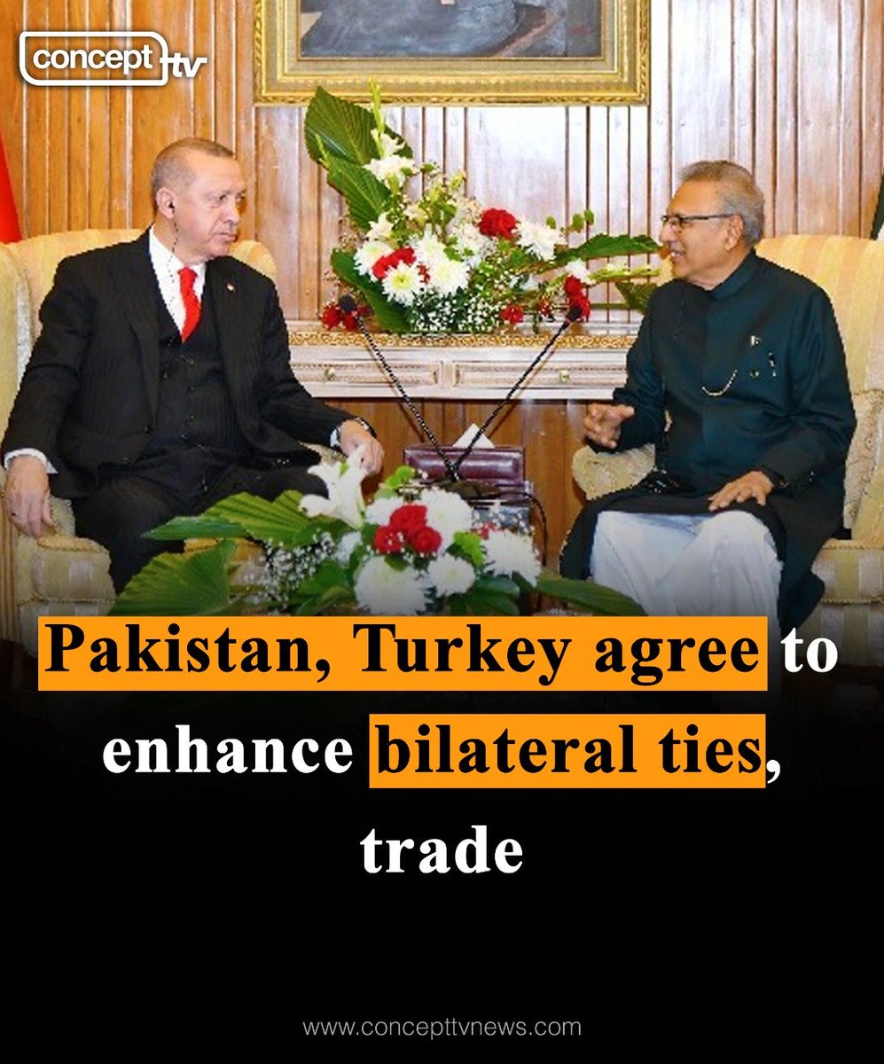 ConceptTVNews's tweet photo. #Pakistan and #Turkey on Sunday agreed to enhance bilateral trade and economic cooperation at a meeting of President Arif Alvi with Turkish President Recep Tayyip Erdogan in #Ashgabat on his visit to #Turkmenistan.
@RTErdogan #PakInECO #ECOSummit #ECO https://t.co/PeITFqGouj