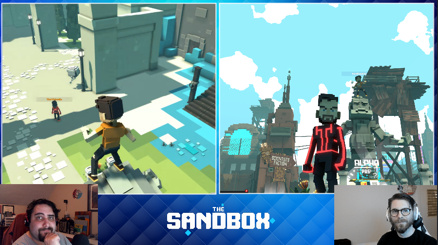 TheVisionEx's tweet photo. Hey @TheSandboxGame fans. Are you joining us for our daily side-by-side gameplay on the official live stream?
@KamiSawZe and I have LOADS to show you, and we'll answer ALL of your questions about #TSB and $SAND!
#BlockchainGames #SAND #TheSandbox #TSBLive https://t.co/kIcSrapnBl