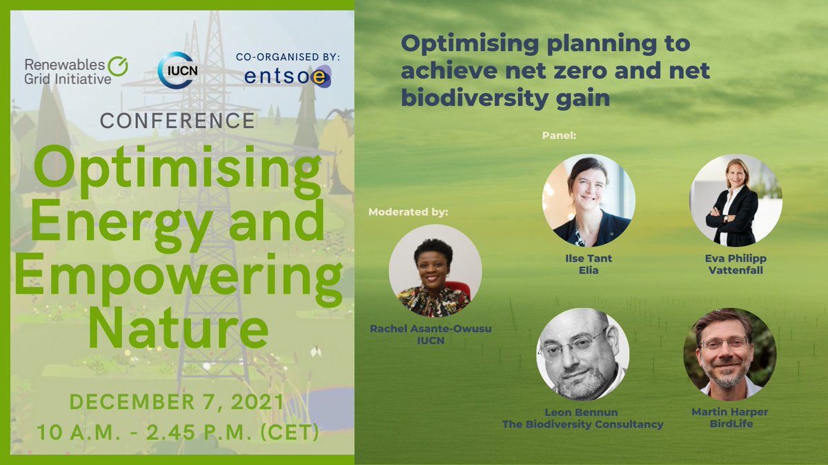 RenewablesGrid's tweet photo. Panel 2⃣ of our #EnergyandNature conference will focus on planning optimisation to achieve #NetZero💚and net #biodiversity🌿gain, moderated by Rachel Asante-Owusu from @IUCN.

🗓️Join the debate and register here👇🏽 https://t.co/QgZXvnuWeL https://t.co/FXSdLFUHyf