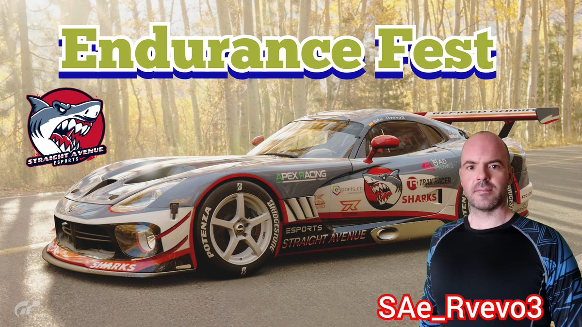 🚦Endurance Fest 🚦
@EnduranceFest <a href="/AGarnata/">Alejandro Garnata</a> 
🗓29.11.21 ⌚20:30

📺🎙 twitch.tv/alejandro_garn…

🗺BlueMoon Speedway Zona Iterna B  / Q 10Min y 90 Min de Carrera 

🚗 Dodge Viper SRT Gr.3  Neumáticos x3 y Gasolina ⛽️ X4 

👥🦈 <a href="/rvevo3/">Rvevo3_</a>