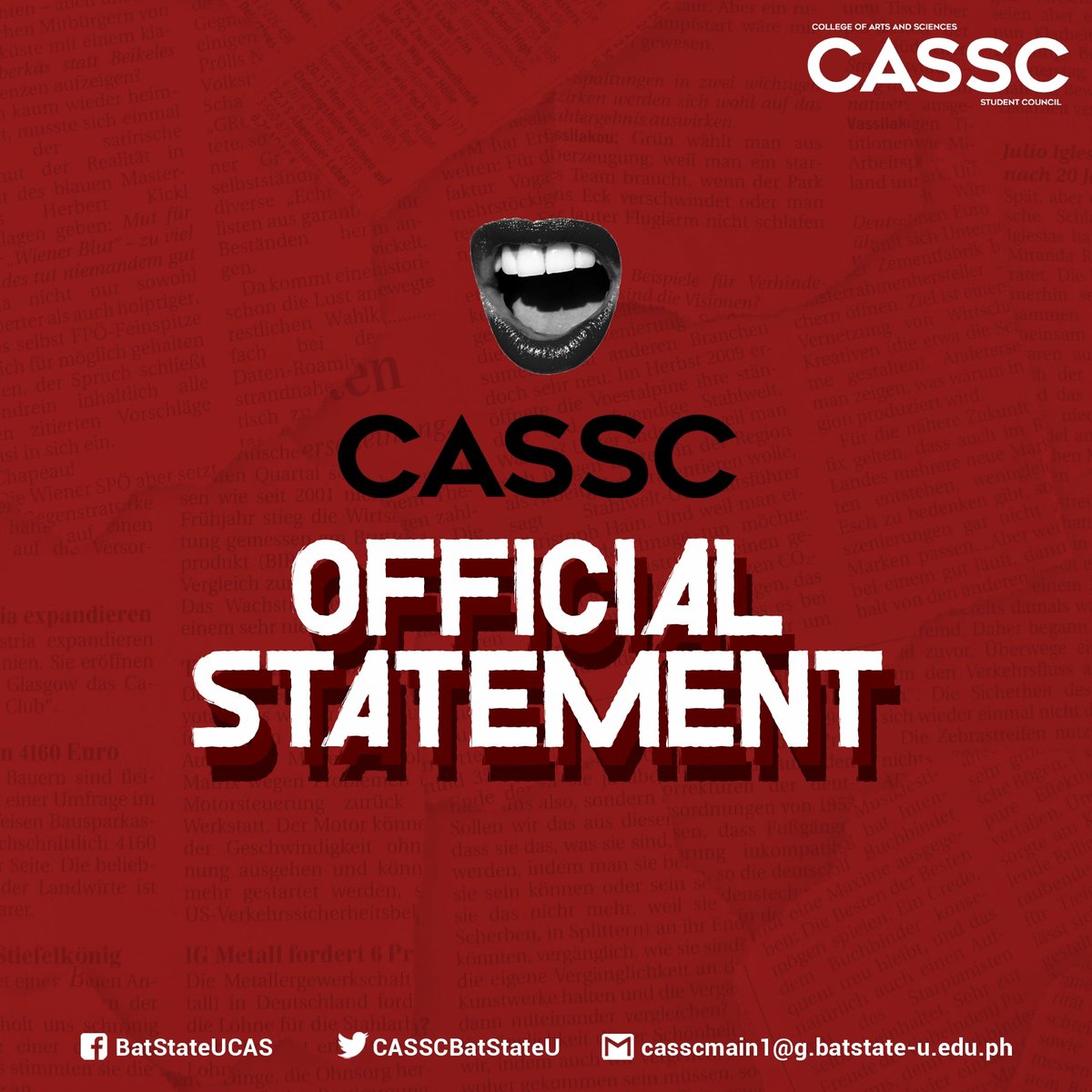CASSCBatStateU's tweet photo. Official Statement of CAS Student Council on the recently conducted, "Virtual Campus Peace and Development Forum" last November 26, 2021 in Batangas State University-Pablo Borbon Campus https://t.co/fmi7nIcDv9