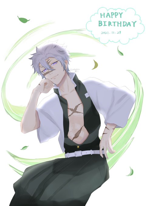 瞳さんがTwitterに投稿した不死川実弥(鬼滅の刃)のイラスト。