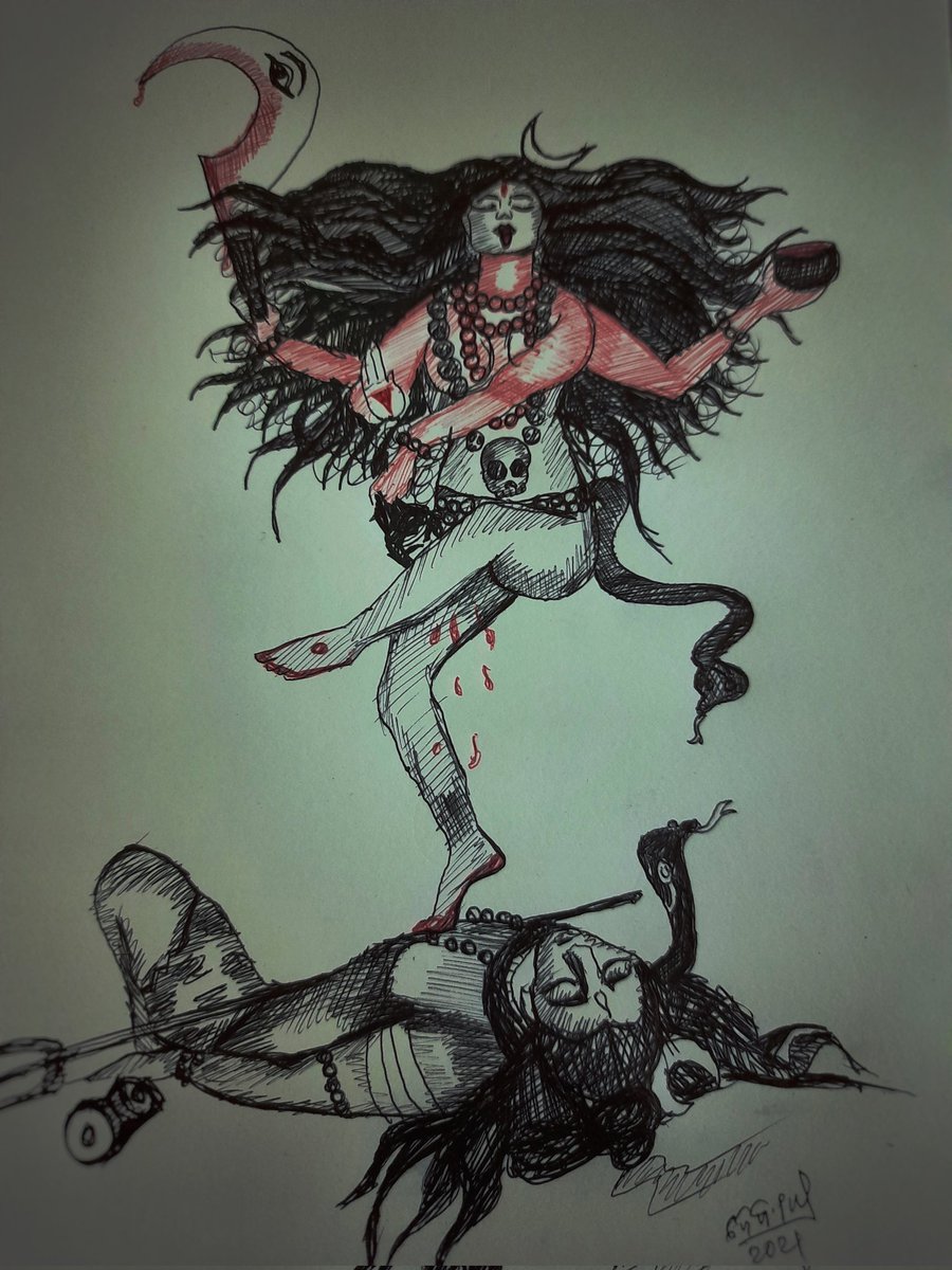 debabrata_pall's tweet image. Depicted kali maa sketch from tantra sastra. 

#debabratapal #creativesketch #art #kali #artworkอซทซ