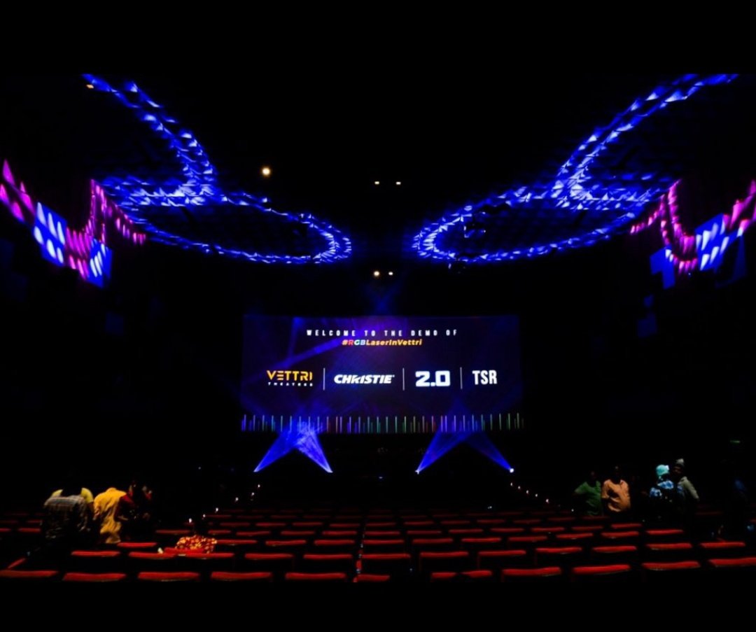 cinemarasigan19's tweet photo. 3 years of @ChristieDigital #RGBlaseratVettri and #3YearsOf2Point0 😍

@VettriTheatres is the first theater in India to equip #RGBlaserprojection ❤️ and #Rakesh anna won IMAX Big Cine Award for this innovation ☺️

This #RGBlaserprojection is gift for cinema fans like us 😍 https://t.co/c8WKsbYwgi