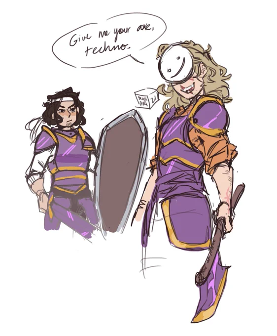 How much is the axe worth?
(Also known as: A sketch while I work on something bigger)

[#dreamsmpfanart #dreamfanart #sapnapfanart #dsmpfanart] 