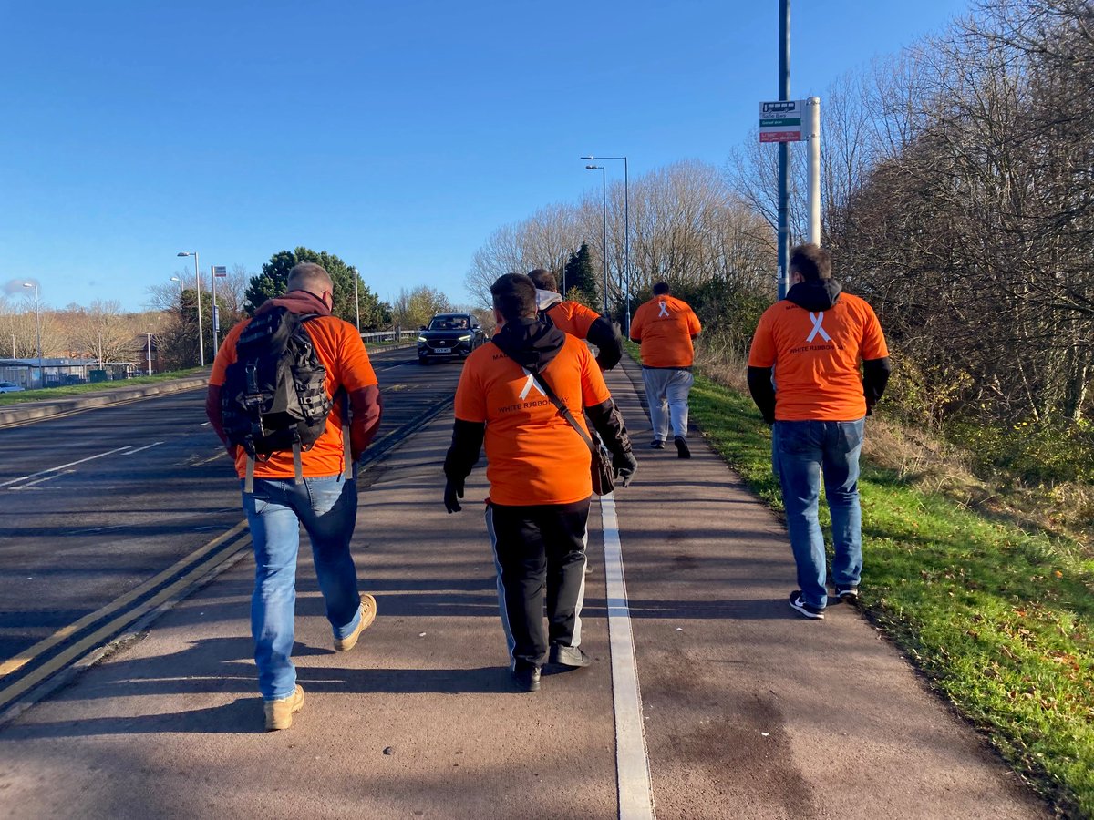 GoGirlsWales's tweet photo. White Ribbon Day 2021 – 25th November
The Brothers walk to bring awareness, discuss and support preventing violence against women. Pebbles with quotes, awareness messages and support were left around Cwmbran and talked to many people within the community to address this topic. https://t.co/SsjAdh2RzB