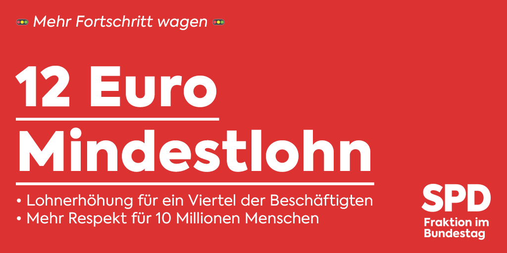 Wir machen Politik für eine Gesellschaft des #Respekt|s. Und dazu gehört für uns auch, dass jede*r von der eigenen Arbeit leben kann. Deshalb erhöhen wir den gesetzlichen #Mindestlohn auf 12 Euro!