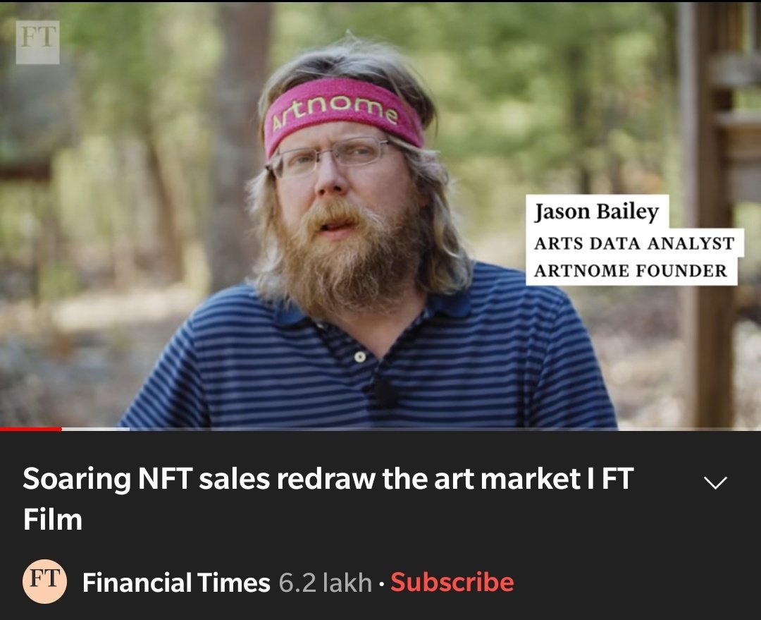 Watching @artnome on a @FT video on @YouTube assures me that the real Artists and the entire NFT Community are well represented!
