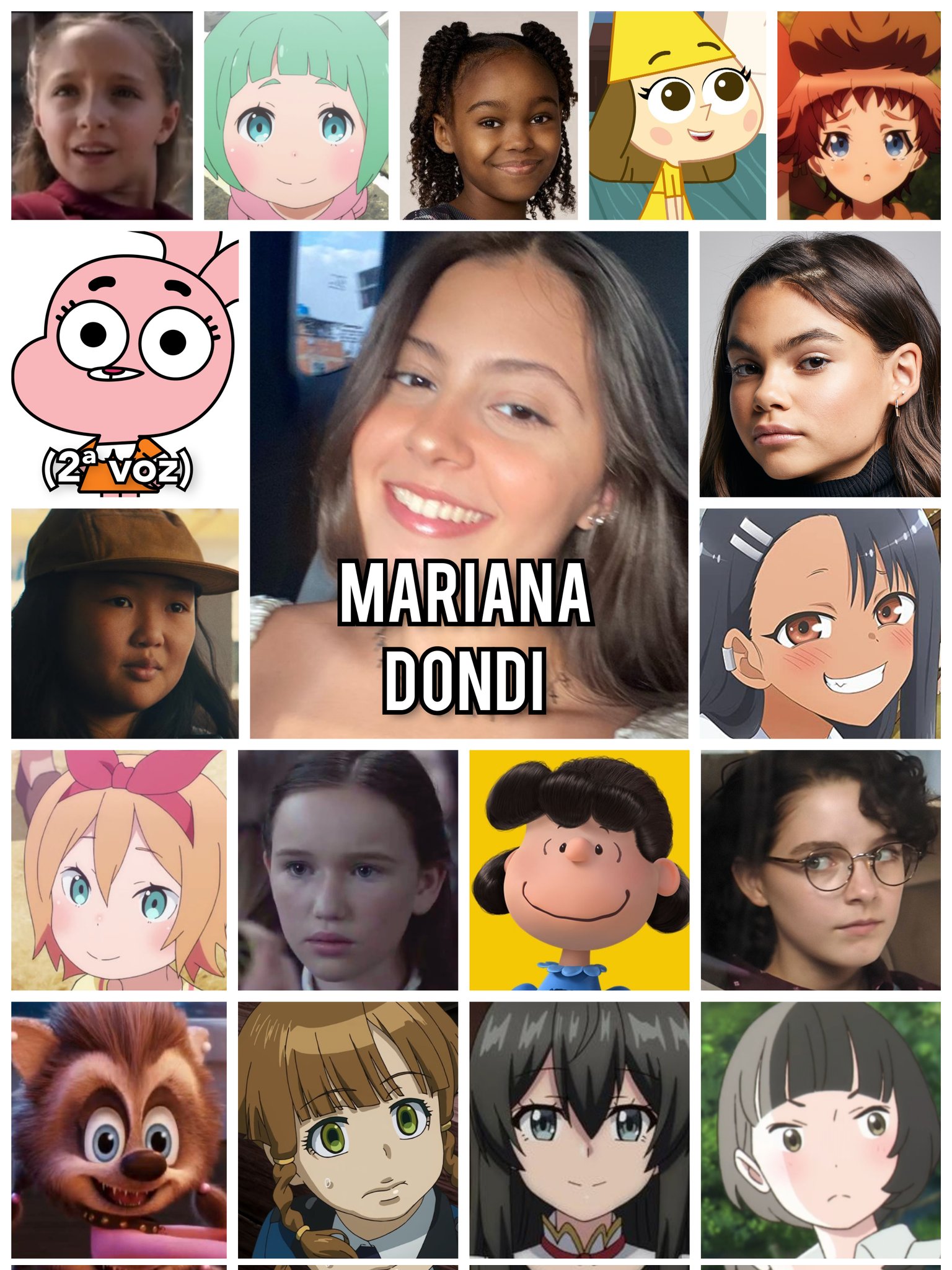 Personagens Com os Mesmos Dubladores! on X: Uma dubladora simplesmente  genial, Mariana Dondi cresceu muito, tanto literalmente quanto em talento!  Mariana é conhecida por dublar a Anais Watterson em O Incrível Mundo