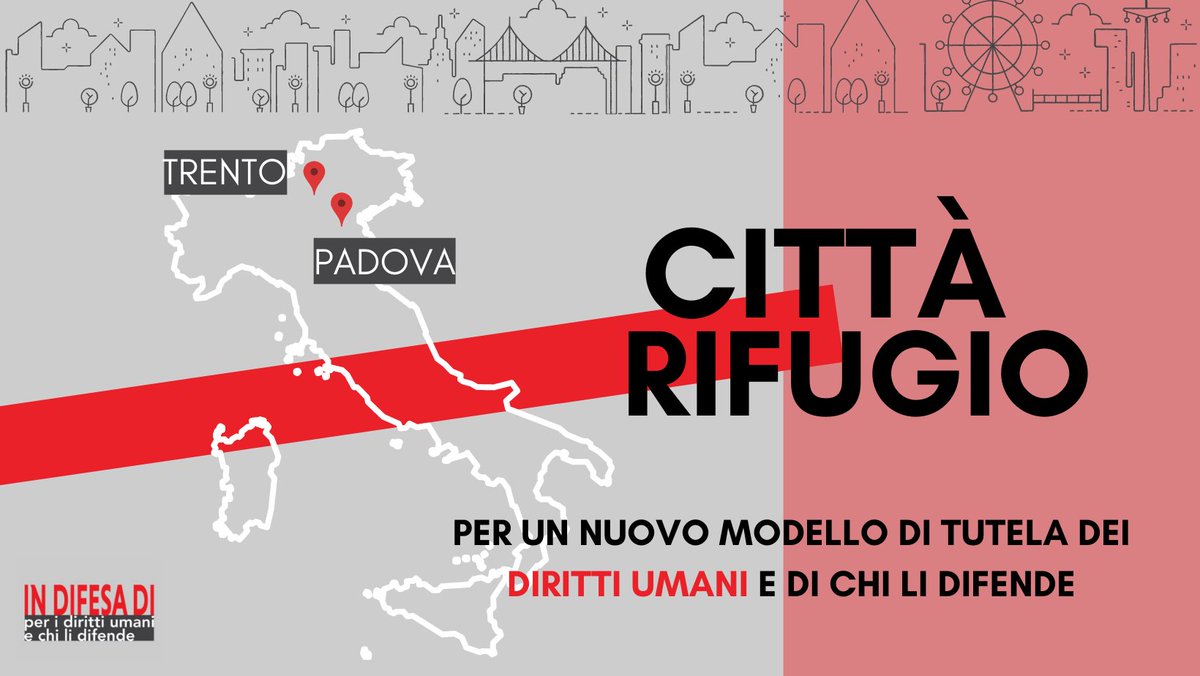 Venerdì 3 dicembre parleremo di #città rifugio e del ruolo centrale degli enti locali e delle organizzazioni territoriali per la tutela di difensorə dei #dirittiumani. Saranno con noi Francesca Benciolini, assessora del <a href="/comunepadova/">Comune di Padova</a>, e Chiara Sighele, del <a href="/CCITrento/">CCI - ICC</a>