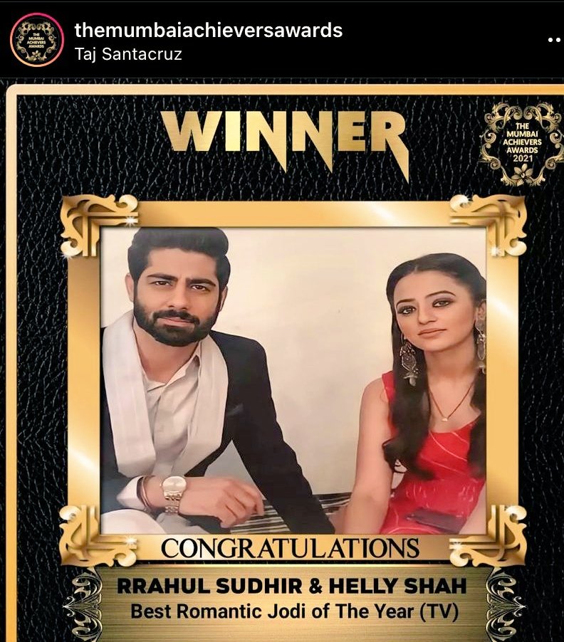 ..💌 #RiAnsh Won The  Best Romantic Jodi Of The Year 😌❤️❤️ 
Congratulations 🎉 
 <a href="/OfficialHelly7/">HELLY</a> #RrahulSudhir 
 #RraHel