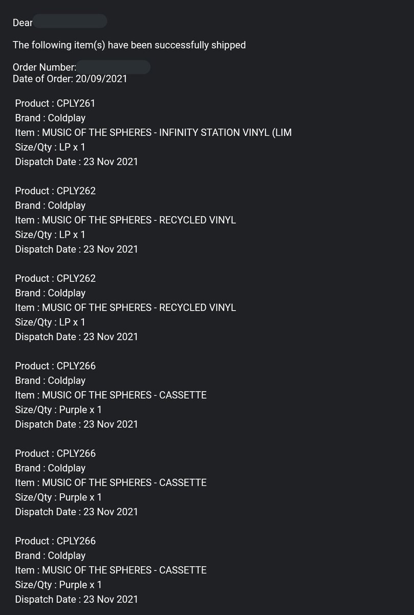 minflaircs's tweet photo. #MinflairUpdates

📌 COLDPLAY MUSIC OF SPHERES

sorry for the delayed update but FINALLY may items na pong naship!! pero meron pa din po mga naiwan na items 😭 kindly check on the screenshots below for the specific items. once arrived we'll update again

- KB 💚 https://t.co/rrVU7PQ71H