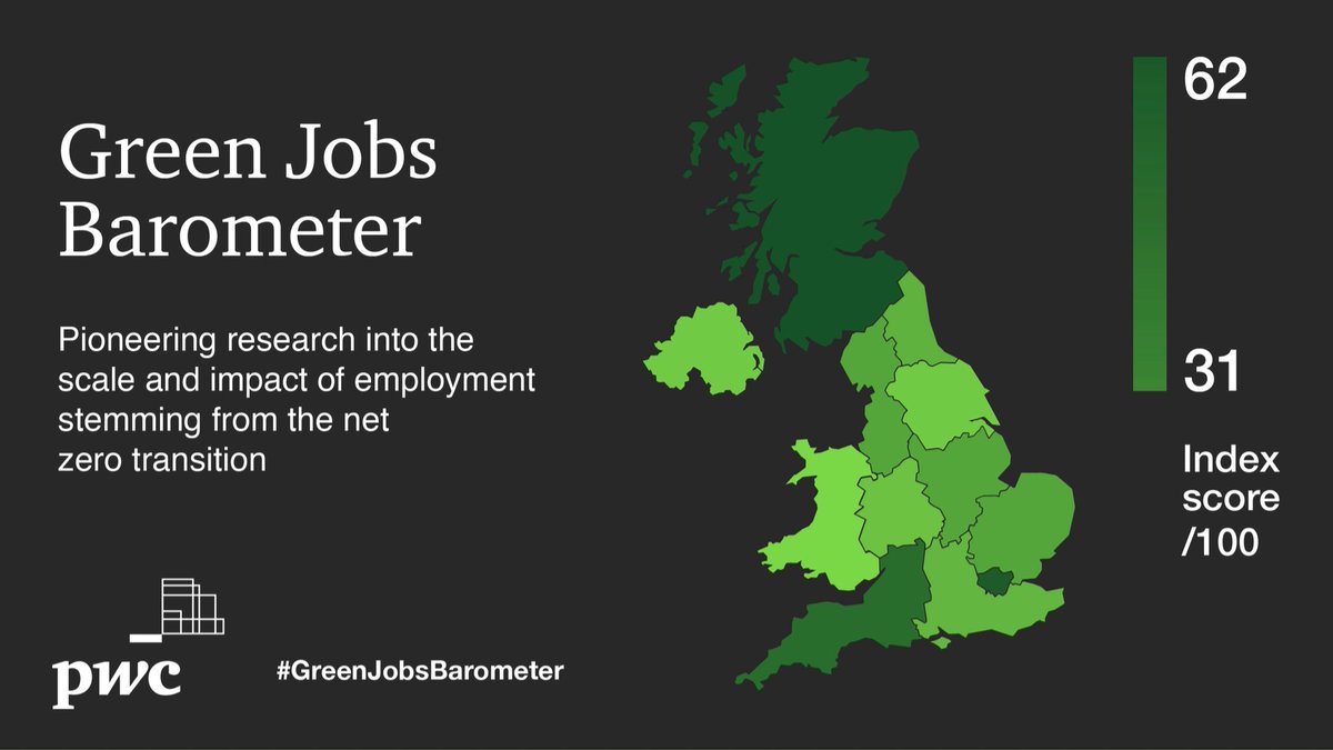 Today we launch the <a href="/PwC_UK/">PwC UK</a> #GreenJobsBarometer, a first-of-its-kind digital tool to track movements in the transition to a #netzero economy such as #greenjobs creation and job losses. It's designed to ensure opportunities are shared fairly across the UK. pwc.to/3r7WB6w