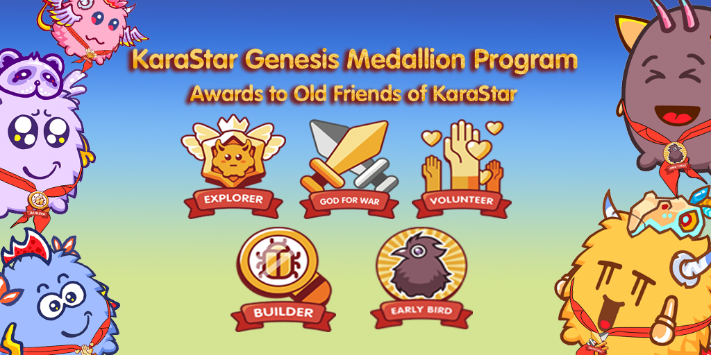 karastargamefi's tweet photo. 🏅KaraStar Genesis Medallion Program👇🏻
https://t.co/sbCK9btgQQ

🎁This program is for recognizing the players who contributed to the game in beta.

🔥The medals will grant certain buffs to the accounts in the future gameplay!

🔔Stay tuned for more info! https://t.co/Rkr2doQBKL