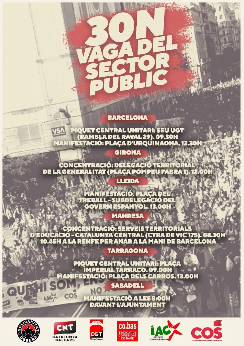 plataforma117's tweet image. Ja sabeu on anireu demà? Tots a la vaga. 30 N. Defensem i lluitem pel que és just i &quot;obvi&quot; . #VagaSectorPúblic30Nov #IcetazoNO #Fixesa #FixesaJa #lesquehisomensquedem
