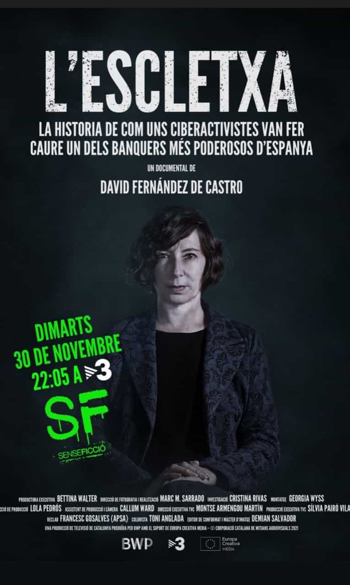 X_net_'s tweet photo. 1/4 Demà dimarts #30N a les 22.05h s'emet a @SenseFiccio @tv3cat un documental sobre el nostre treball.
No parla només d com vam destapar les #targetesblack amb @15mPRarchivo i aconseguim #prisionpaRato, sinó d'altres lluites totes elles amb moltes altres companyes q no surten... https://t.co/73at3CDLEX