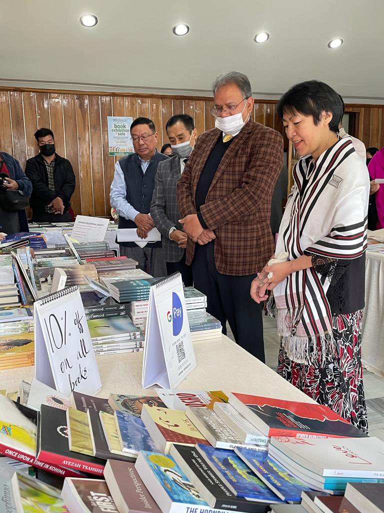 Inaugurated the Book Exhibition cum Sale of Naga Authors today at Hotel Japfu organised by the Kohima Education Society. Honoured to meet Ms Easterine Kire and other eminent Naga litterateurs. Pl do visit this one of its kind exhibition to encourage our writers, publishers.