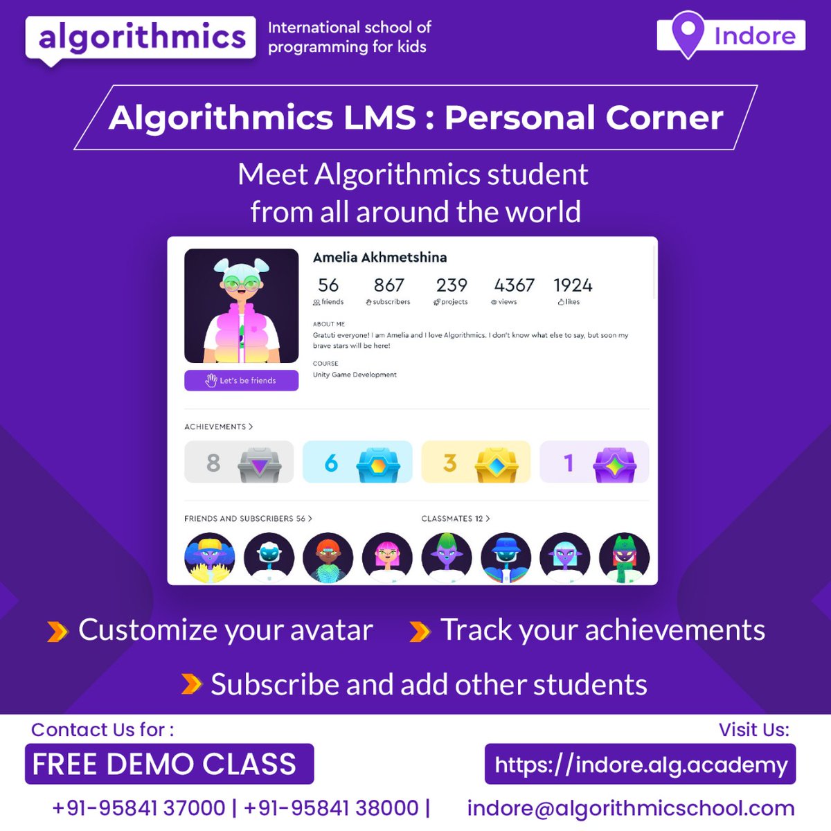algorithmicsind's tweet image. Algorithmics LMS is equipped with tools that allow our students to connect with Algorithmics Students all around the world. 

Enroll today for a FREE Demo Class

📲 9584137000 / 38000
🌐 indore.alg.academy

#learning #students #programming #coding #codingforkids #codingfun