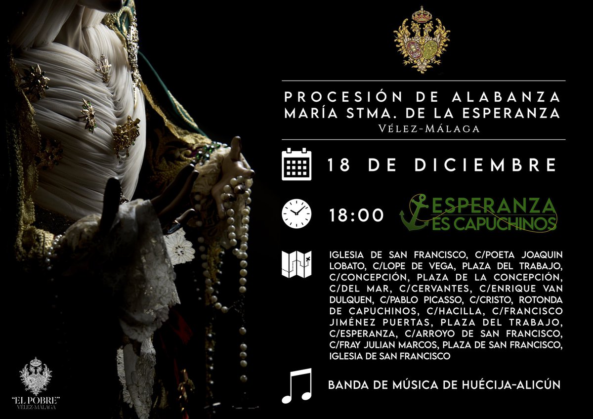 BMHuecijaAlicun's tweet photo. 💚 ESPERANZA ES CAPUCHINOS 💚
Tenemos el placer de anunciar que el próximo Sábado 18 de Diciembre acompañaremos a María Stma. de la Esperanza @PobreyEsperanza en la procesión de alabanza que realizará por su barrio 🎼🎶🥁🎺🎷
#BMHA2021 #EstoEsElPobreYLaEsperanza https://t.co/KvTzVMEbdc