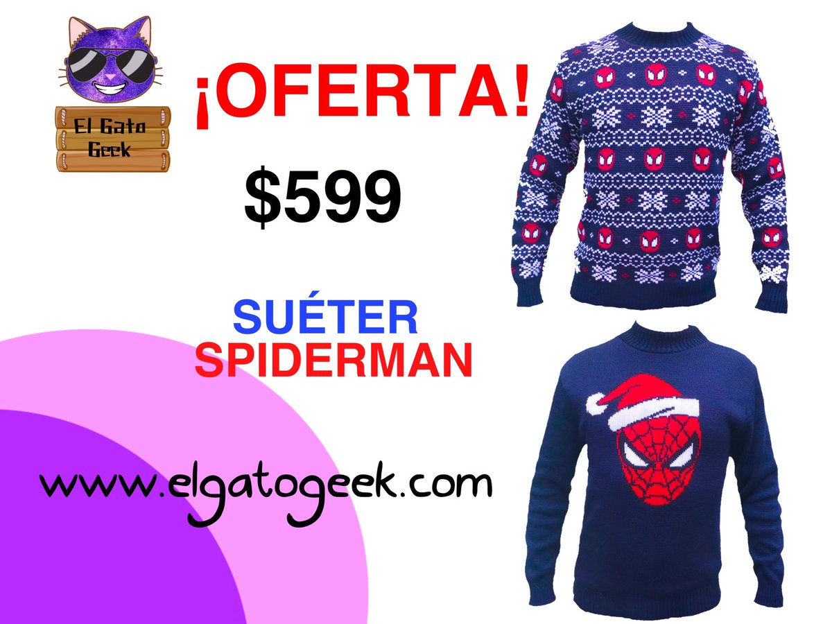 elgatogeek3's tweet photo. No olviden que en nuestro sitio web lo consiguen a mejor precio para sus suéteres de Spider Man o también conocido como el hombre araña para ir al Cinépolis o Cinemex con el mejor estilo. https://t.co/dygTmMBIzh https://t.co/yzsqbyoNxZ