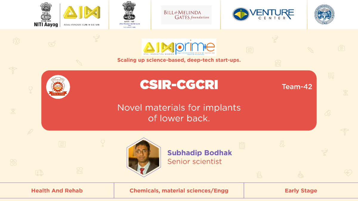 AIMtoInnovate's tweet photo. AIM, @venture_center & @BMGFIndia introduces 5th Faculty Entrepreneur Subhadip Bodha from CSIR-CGCRI under the #AIM_Prime program.
To get more insights about the program, check out the classroom schedule- https://t.co/AebzpXfHMW
For more details- https://t.co/kakbMPuy56 https://t.co/plWYtsac7w