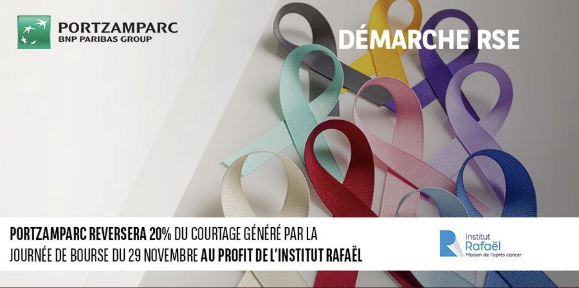PortzamparcBNPP's tweet photo. [Action RSE] 
Une journée que nous dédions aujourd’hui en hommage à toutes celles et ceux qui luttent contre le cancer, à leurs proches et aux soignants qui les accompagnent. 
Ensemble nous vaincrons le cancer. 
#RSE #solidarité @SafiaDebaba
@F_Biraud @B_Lamielle @LionelDuverger https://t.co/TUxwEqVz7W