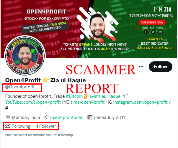 open4profit's tweet photo. .@TwitterSupport @Twitter request you to plz block this scammer impersonating my twitter account
Scammer Handle - >  @Open4prrofit https://t.co/G8PCZwcbWP