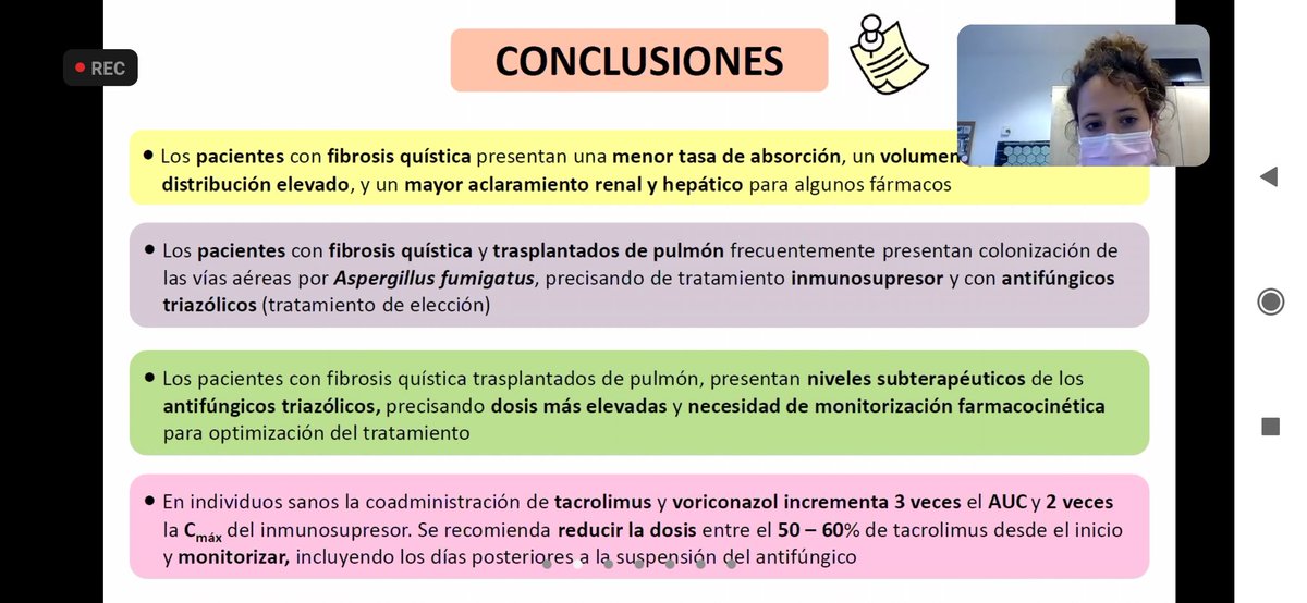 Nuestra rotante externa 🧑‍🔬 <a href="/Silvi_patito/">Silvia Vázquez Gómez</a> de <a href="/FarmaHula/">FarmaHULA</a> nos habla de monitorización farmacocinética 💊📈 en pacientes con #FibrosisQuistica 🫁
#SesionesFarmaCHUAC #inmunosuoresion #Farmacocinetica