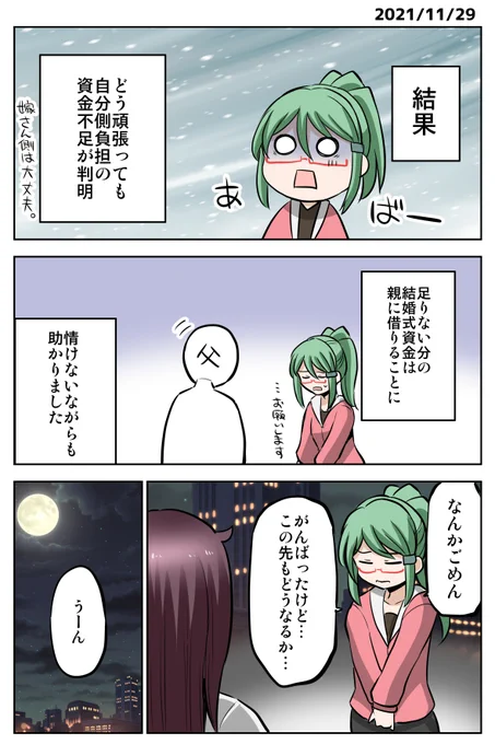 今日の絵日記です。結婚式資金が足りなかった時の話 