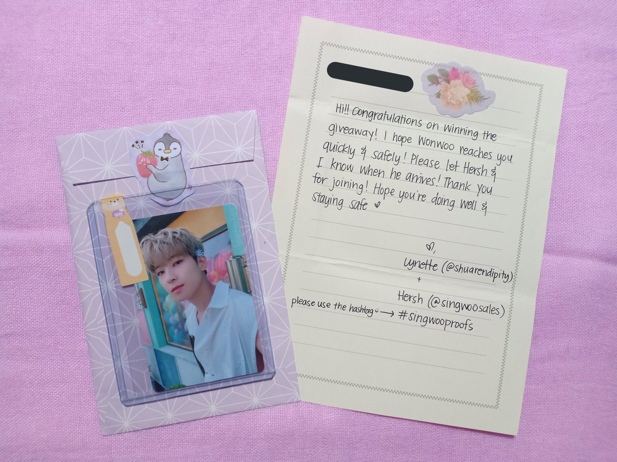 wonuisKARs's tweet photo. Wonwoo Yizhiyu version A finally came home 🤍😭
My giveaway prize from ms. @shuarendipity and ms. @singwoosales ✨ im v v happy aahhh thank you thank you so much 🤍🥺✨
#singwooproofs https://t.co/rV0pImWU1r