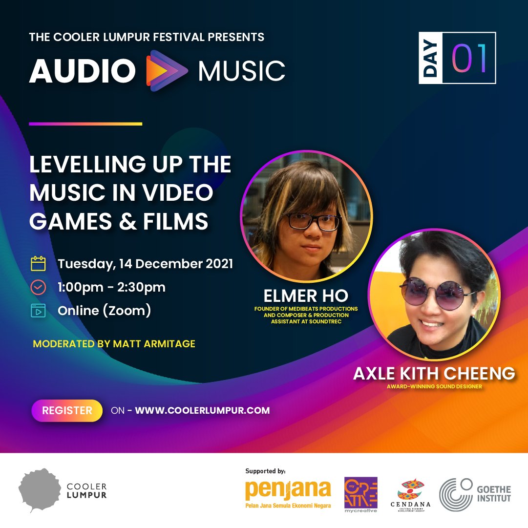 Malaysian sound designers Elmer Ho &amp; Axle Kith Cheeng share their journey breaking into producing music for video games &amp; films and opportunities within the industry.

Sign up now: bit.ly/TCLFAudioMusic2

#CoolerLumpur #thereismoretomusic #CENDANAMalaysia #GoetheInstitutMalaysia