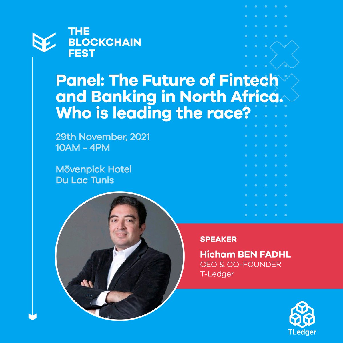 blockchainfest_'s tweet photo. The Blockchain Fest welcomes Hicham Ben Fadhl, CEO &amp; Co-Founder, T-Ledger. Watch the event live on  https://t.co/l1ZuoLyQGJ… 

#fintech #Paxful  #theBlockchainFest https://t.co/ySGjwH1iIa
