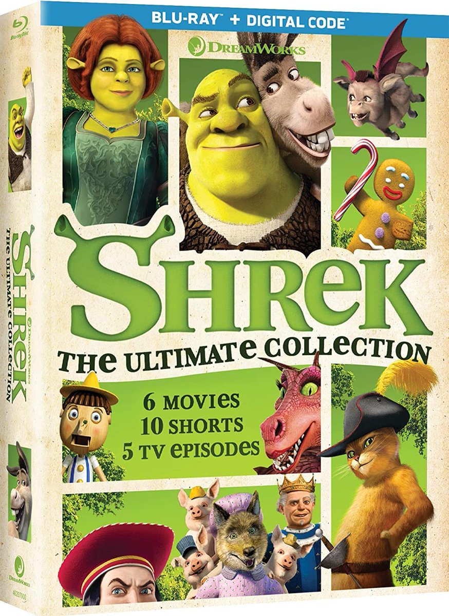 Wario64's tweet image. Shrek 4-Movie Collection Anniversary Edition (Blu-ray) is $14.99 on Amazon DOTD amzn.to/3px6mdv

Shrek: The Ultimate Collection (Blu-ray + Digital) $19.99 amzn.to/317f1GM  #ad