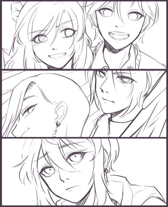 Sketches for the rendered commissions are done! Will render them soon enough 🤍✨✨✨ (Sketch commissions are also underway!) #artph #artmoots #arttwt 